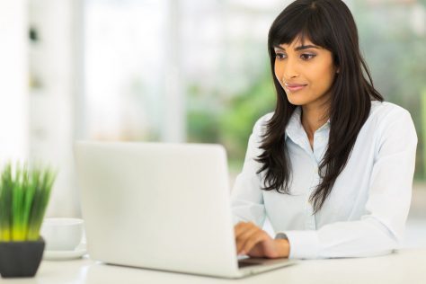 Woman using a laptop