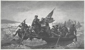 Engraving of Washington Crossing the Delaware River