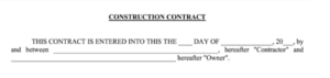 Contract form with fields that have no description, just proximity to contextual information in the text of the contract. 