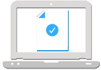 Computer with document and checkmark