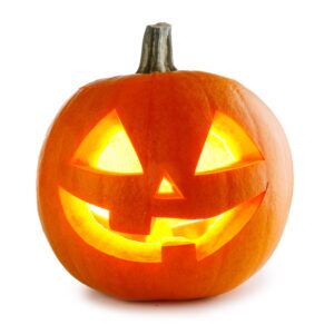 Smiling Jack O lantern lit up