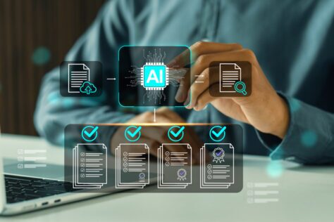 AI concept with laptop and PDFs being remediated