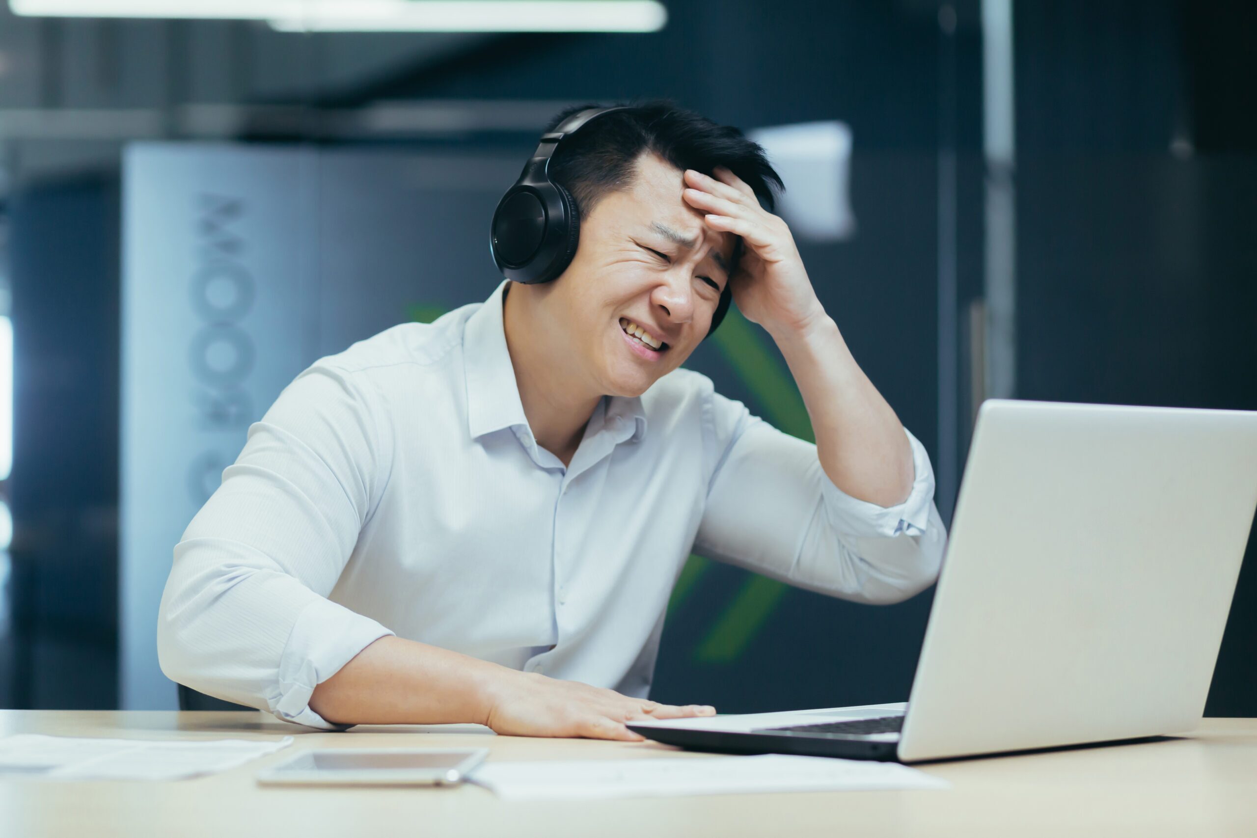 Frustrated man struggling because inaccessible PDFs reduce access to government services