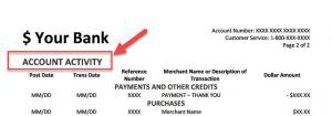 Sample Credit Card statement with heading level 1 circled to demonstrate High Volume Solution