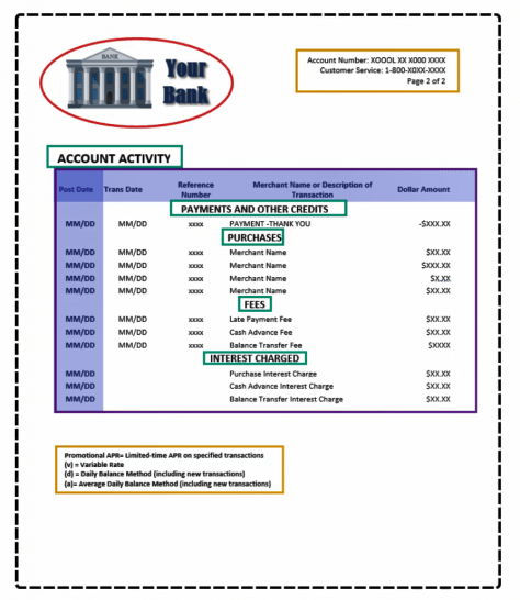 Example of a bank statement that can be tagged with automated PDF accessibility using Equidox High-Volume Solution.