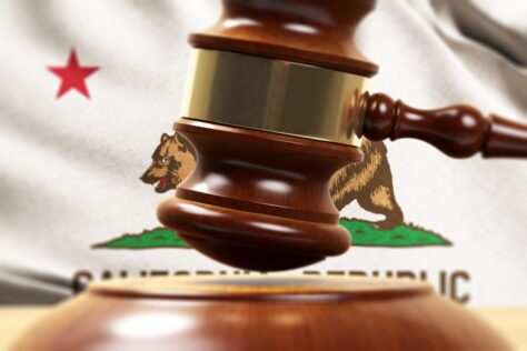California law concept with CA flag and gavel