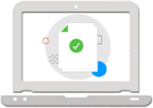 computer with colorful document image on screen