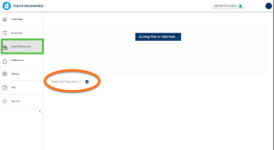 Import Documents Tab of Equidox software showing the Enable ML Page Match checkbox